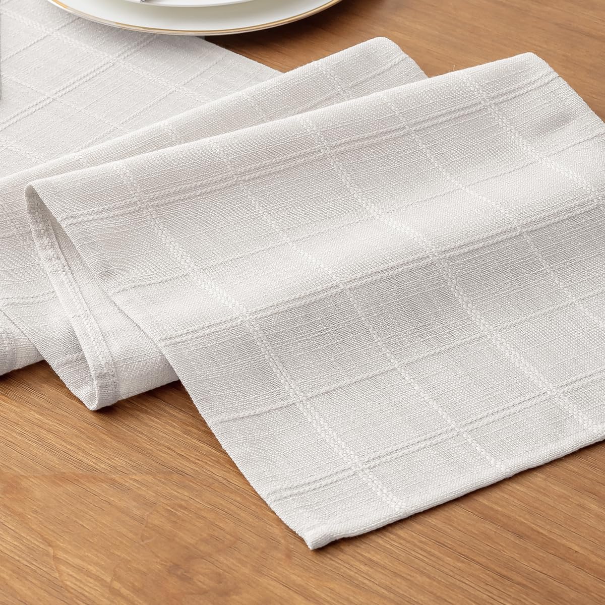 Linen Textured Table Runner, Ivory Table Runners 72 Inches Long