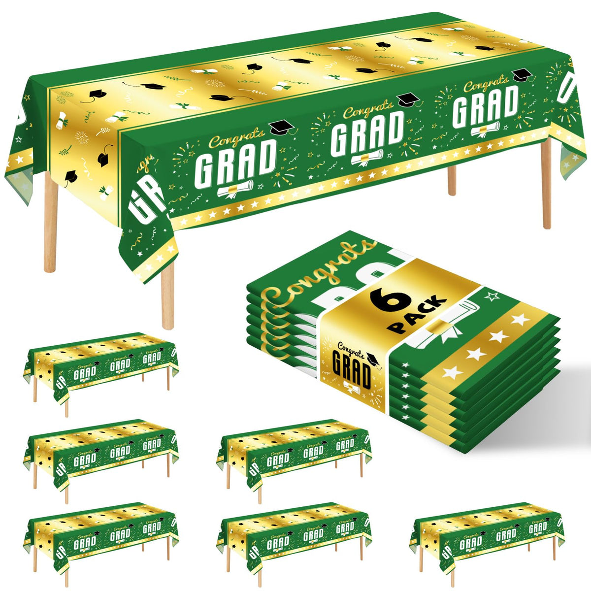 6 Pack Happy Birthday Plastic Tablecloths, 108" x 54" Rectangle Disposable Table Covers for Picnic Birthday Wedding Parties (Balloon)