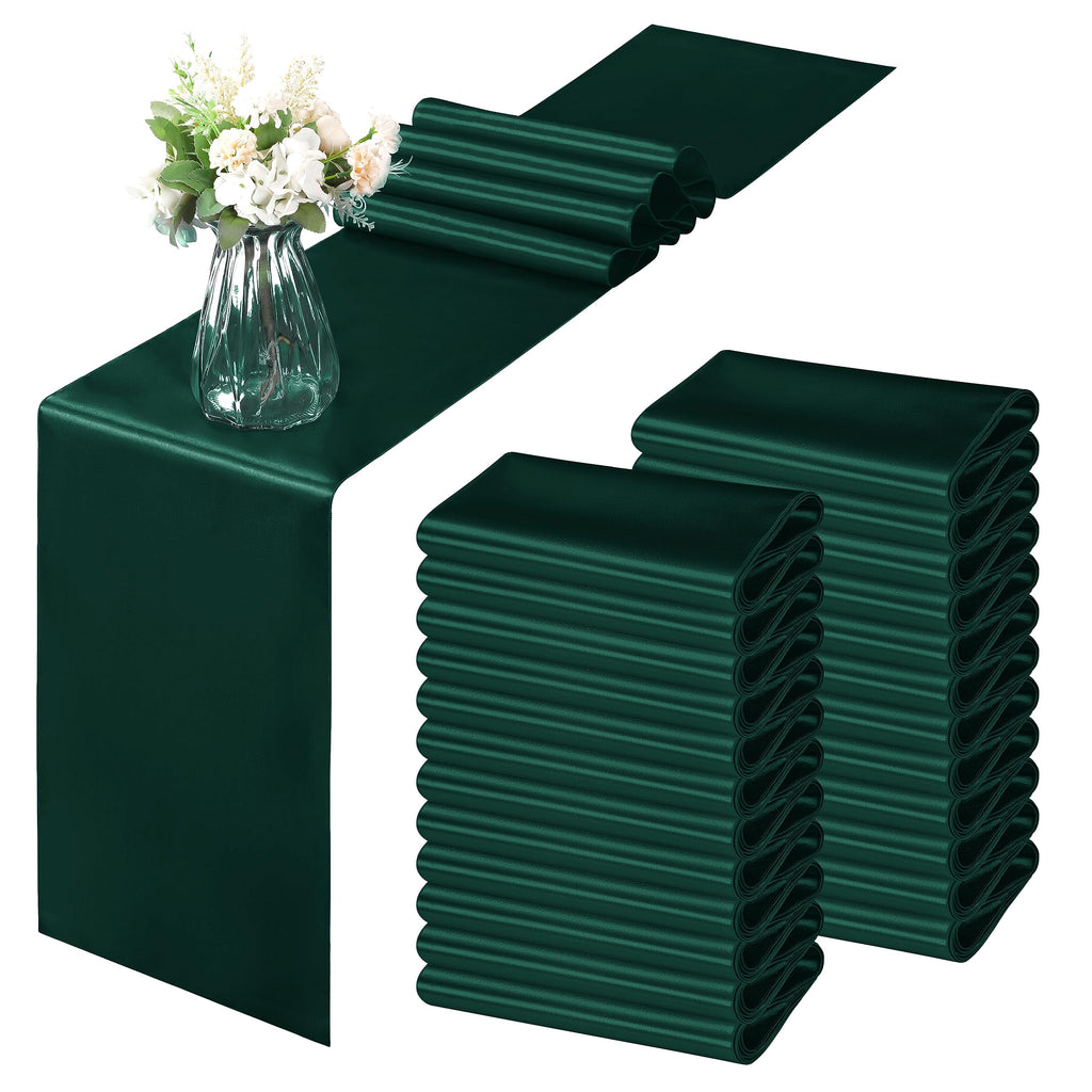 Horbaunal 12 Pack Sage Green Satin Table Runner 12 x 108 Inch