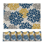 Artoid Mode Floral Vinyl Placemats Set of 4, 12x18 Inch Washable Non-Slip Plastic Vinyl Place Mats for Party Kitchen Dining Decor, Brown