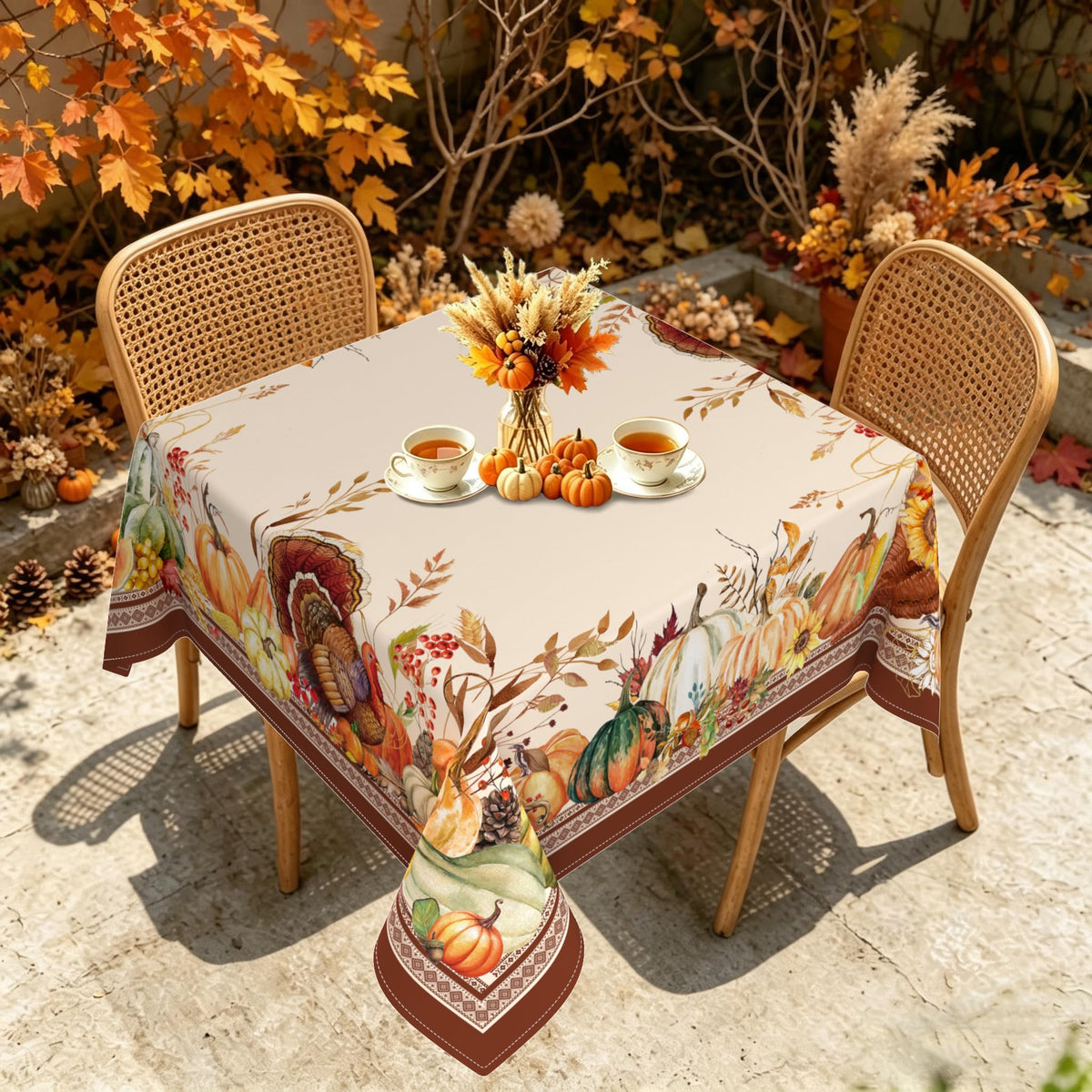 Blue Floral Square Tablecloth 70x70 Inch, Blue and White French Country Tablecloth, Rustic Floral Polyester Waterproof Tablecloth for Farmhouse Kitchen Decor/Indoor and Outdoor Tables/Parties/Picnics
