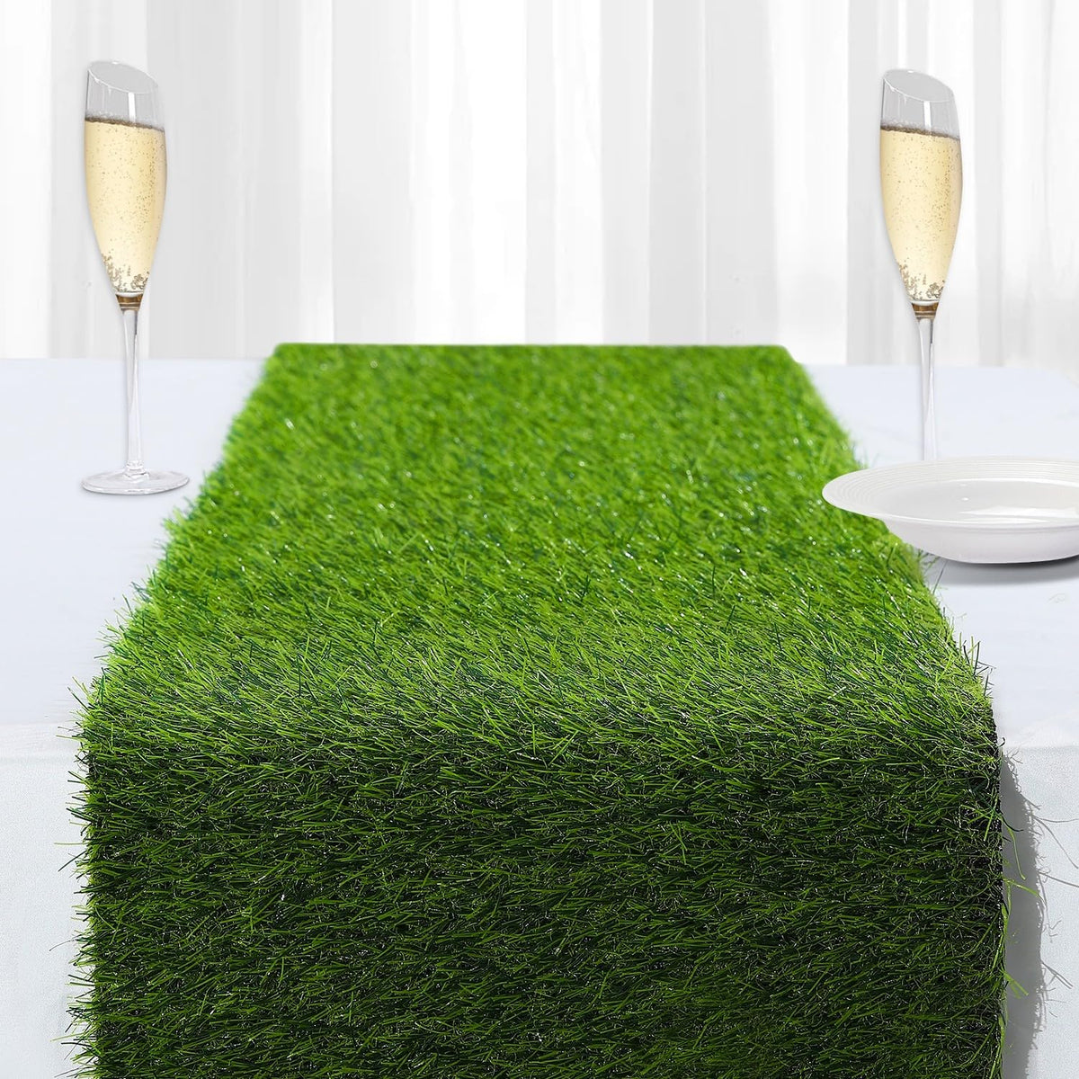 13x72 in Synthetic Artificial Grass Table Runner, Faux Turf Table Decor