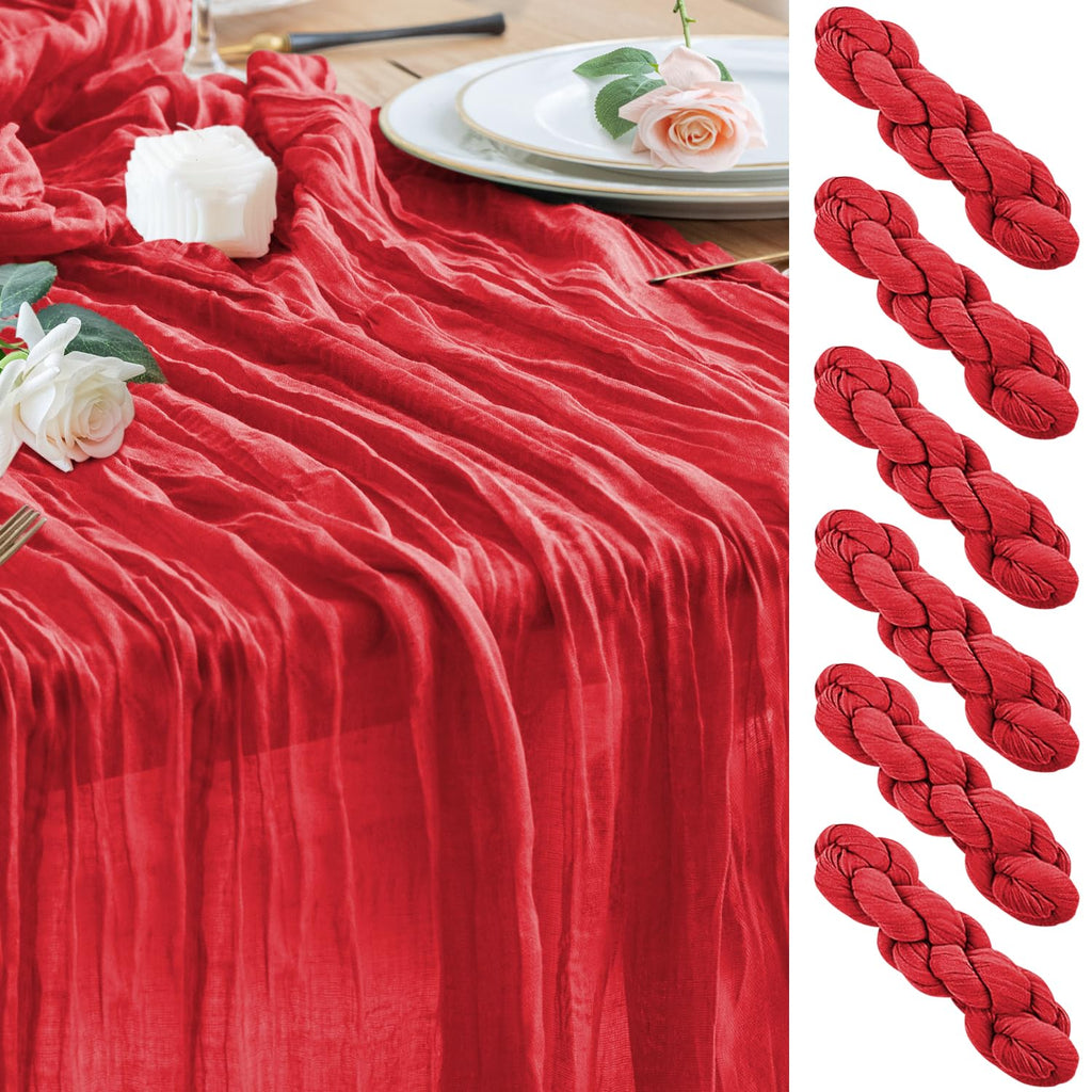 Wokceer Cheesecloth Table Runner Beige 10FT Boho Gauze Runner, 2 Pack