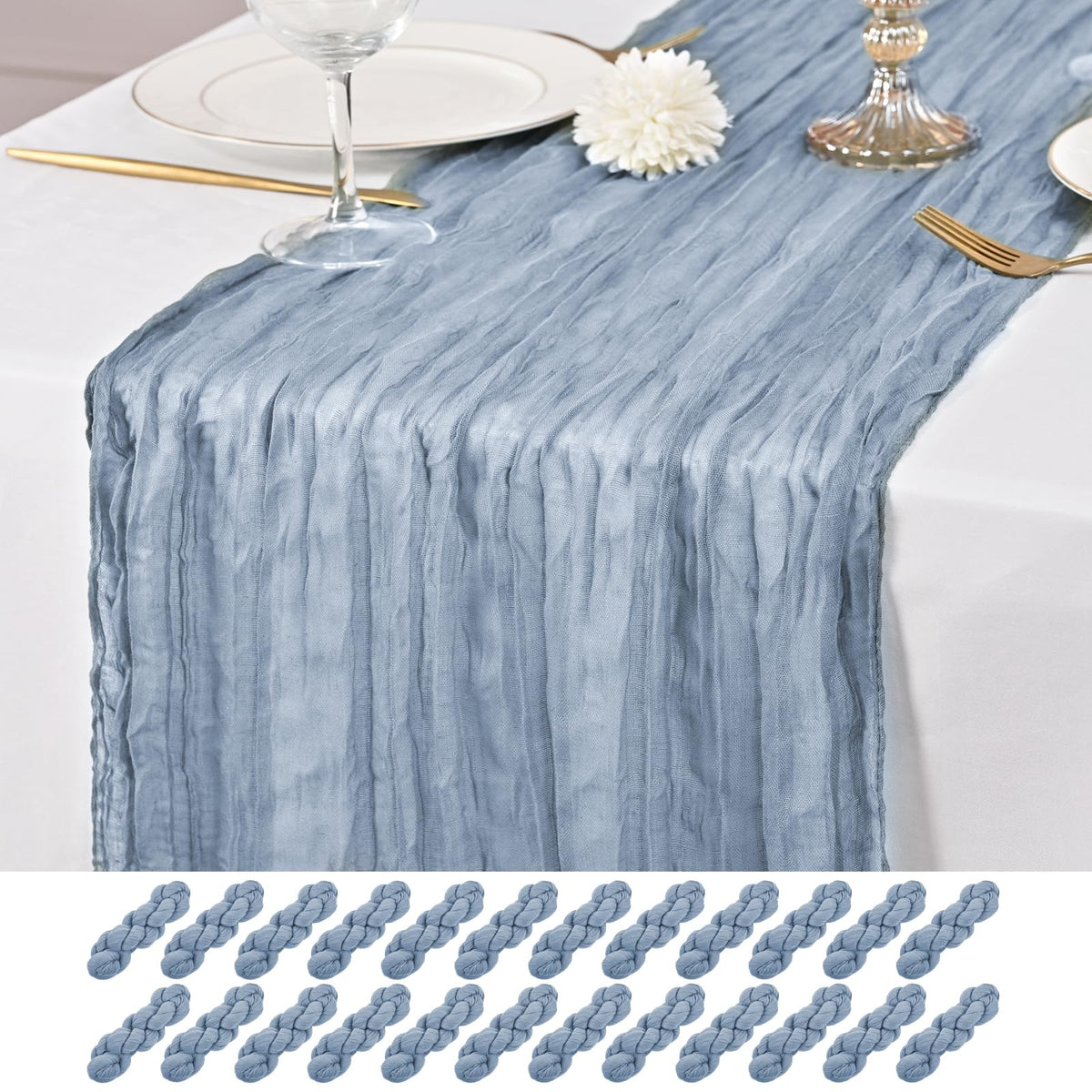 12 Pack Brown Table Runner 10Ft Cheesecloth Table Runner Rustic Gauze Table Runners Romantic Long Sheer Fabric Cheese Cloth Table Runners for Wedding Party Bridal Baby Shower