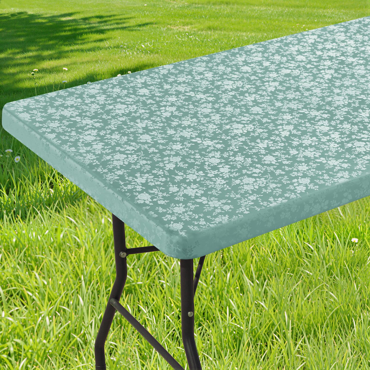Smiry Heavy Duty Vinyl Fitted Tablecloths for 6 Foot Rectangle Tables