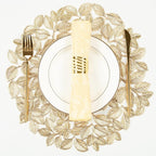 Gold Leaf Placemats Set of 8 Metallic Round Table Placemats