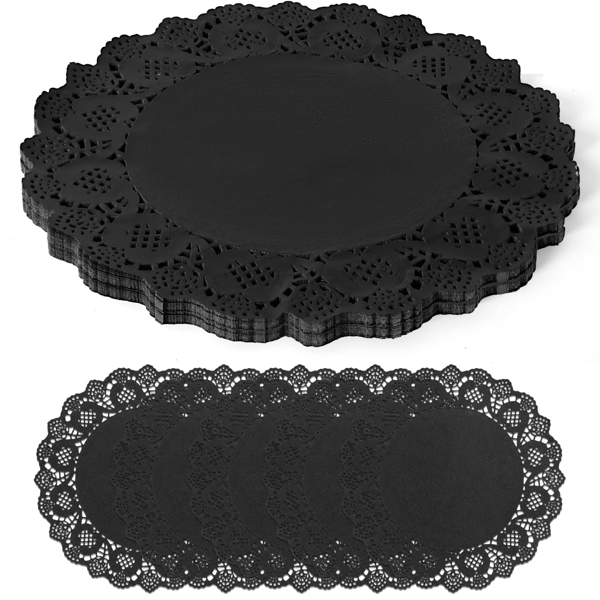100 Pack 13.5 Inch Round Sage Green Paper Doilies, Disposable Lace Placemat