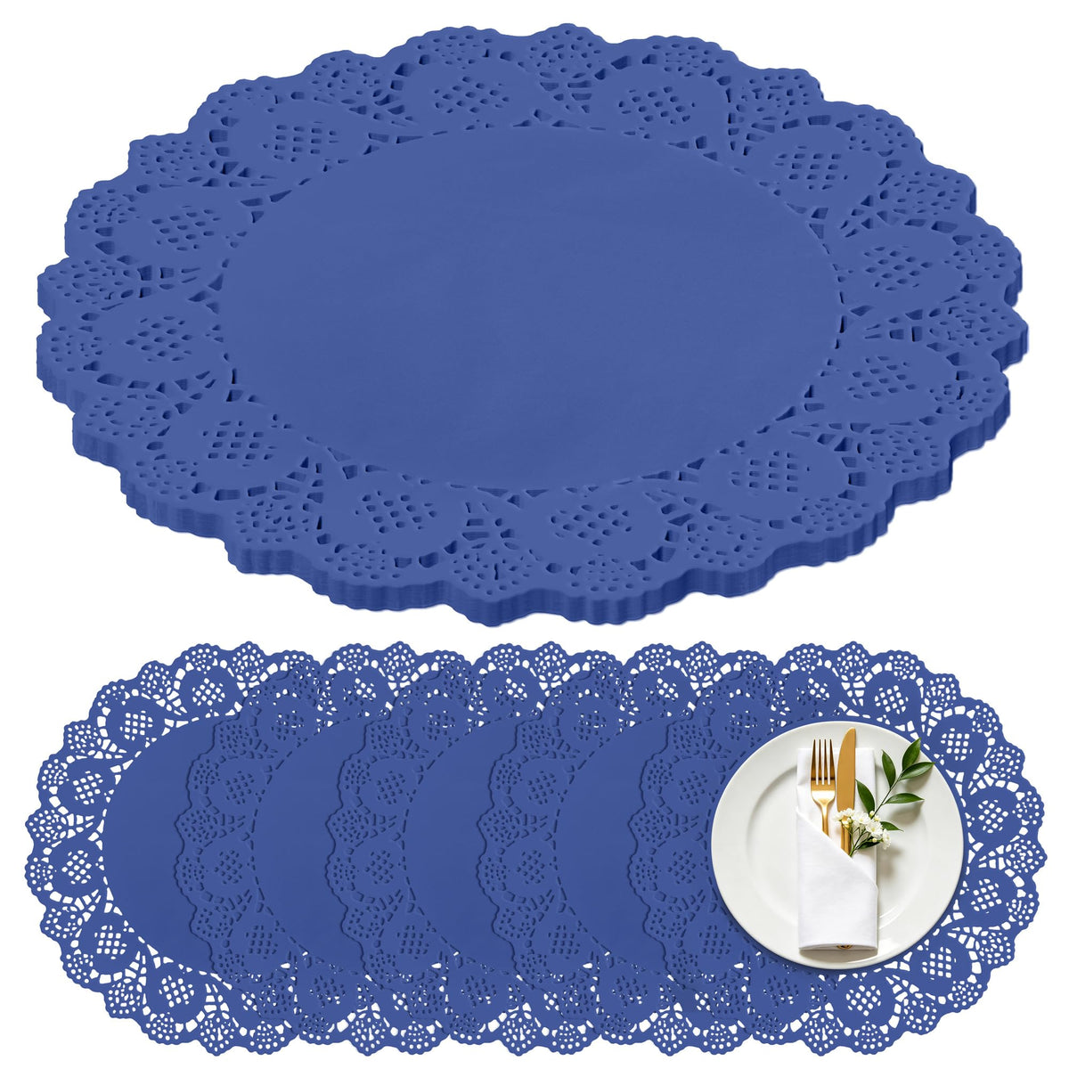 100 Pack 13.5 Inch Round Sage Green Paper Doilies, Disposable Lace Placemat