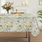 Spring Flower Leaves Washable Rectangle Table Cloth 60x84inch