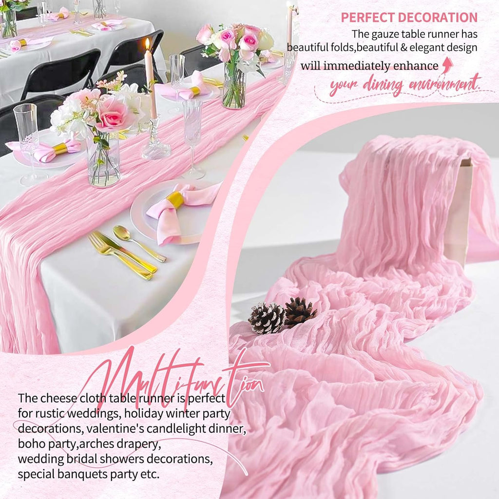 10 Pack Light Pink Cheesecloth Table Runner Wedding Birthday Table Decor