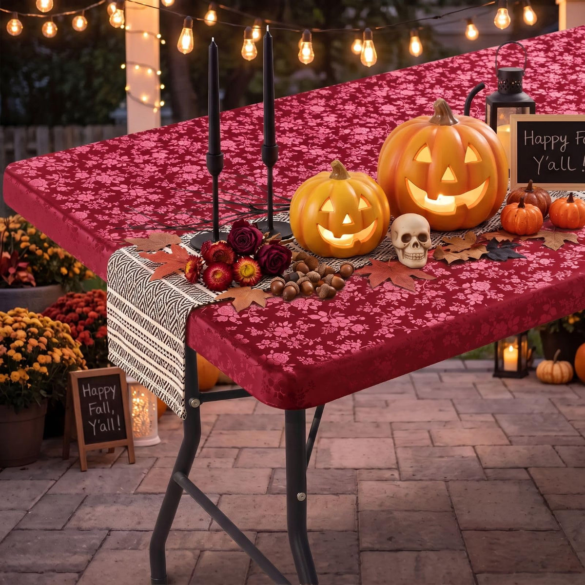 Smiry Heavy Duty Vinyl Fitted Tablecloths for 6 Foot Rectangle Tables