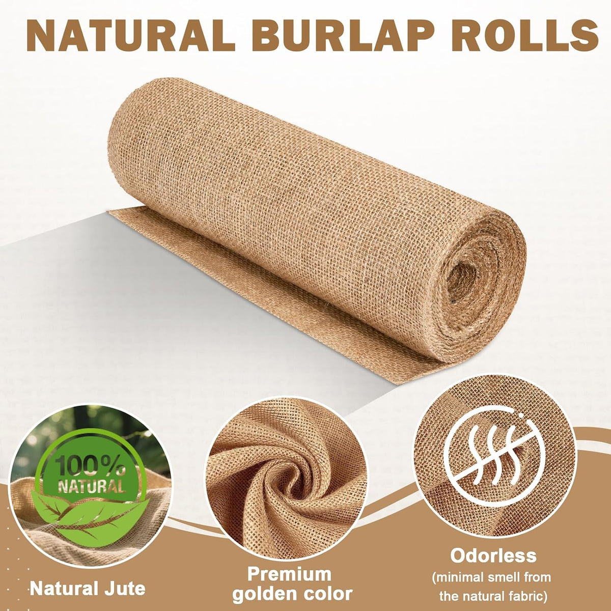 12" x 10 yd Burlap Table Runners, Jute Burlap Runner for Table, Fabric Roll with Finished Edges, Ideal for Weddings, Placemats, Crafts, Home Decoration, Gardening