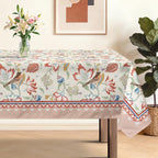 Spring Flower Leaves Washable Rectangle Table Cloth 60x84inch
