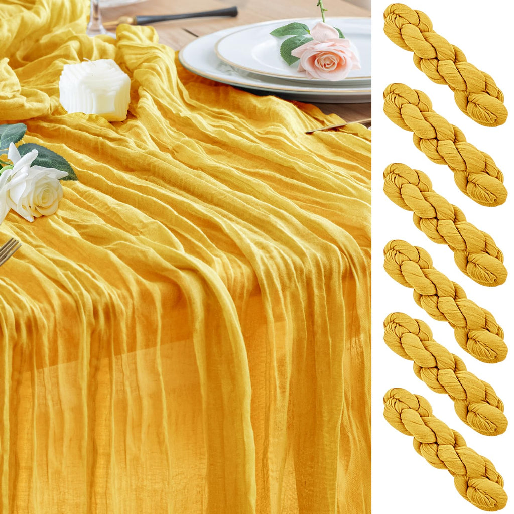 Wokceer Cheesecloth Table Runner Beige 10FT Boho Gauze Runner, 2 Pack