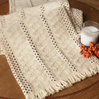 FEXIA Boho Table Runner Fall Burlap Brown Coffee Table Decor 12x72 Inch
