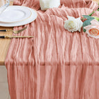 Wokceer Cheesecloth Table Runner Beige 10FT Boho Gauze Runner, 2 Pack