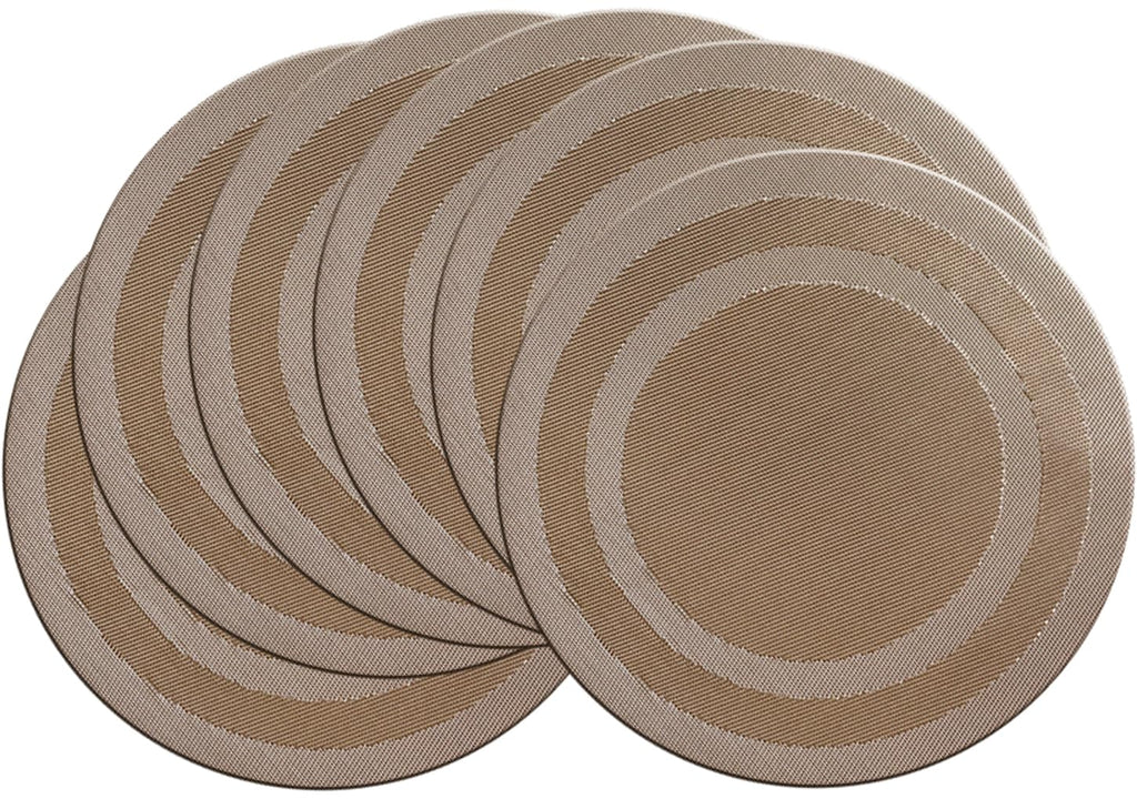 PIGCHCY Place Mats Heat-Resistant Non Slip Placemats Washable Easy to Clean Woven Vinyl Placemats for Dining Table (Set of 4, Brown)