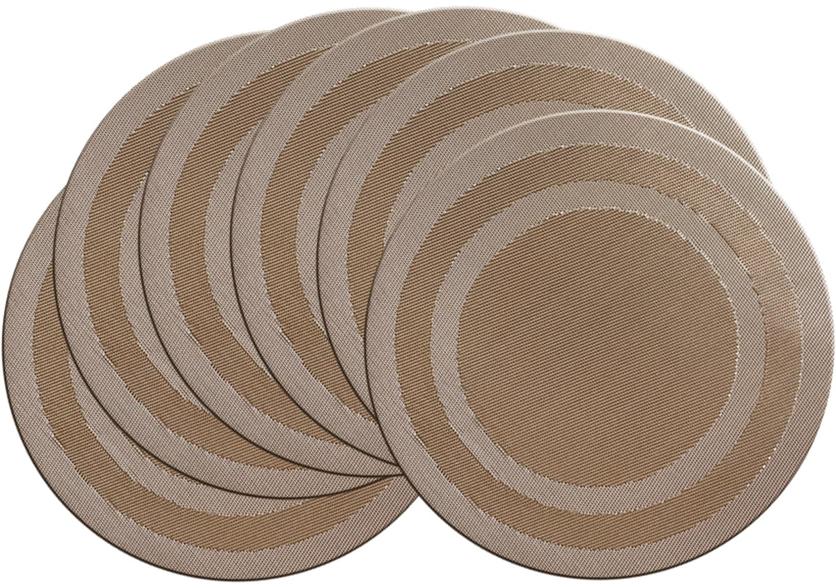 PIGCHCY Place Mats Heat-Resistant Non Slip Placemats Washable Easy to Clean Woven Vinyl Placemats for Dining Table (Set of 4, Brown)
