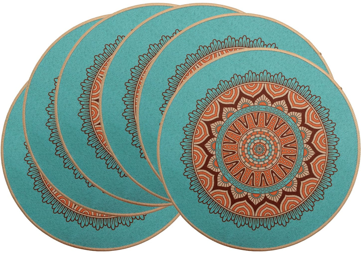 PIGCHCY Place Mats Heat-Resistant Non Slip Placemats Washable Easy to Clean Woven Vinyl Placemats for Dining Table (Set of 4, Brown)