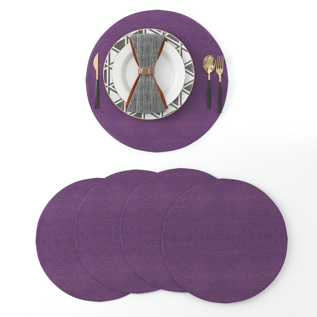 4 Piece 12 x 18 inch Soft Faux Linen Place Mats Heat Resistant Dining Table Place Mats Cloth Kitchen Table Mats 12x18 Dark Purple