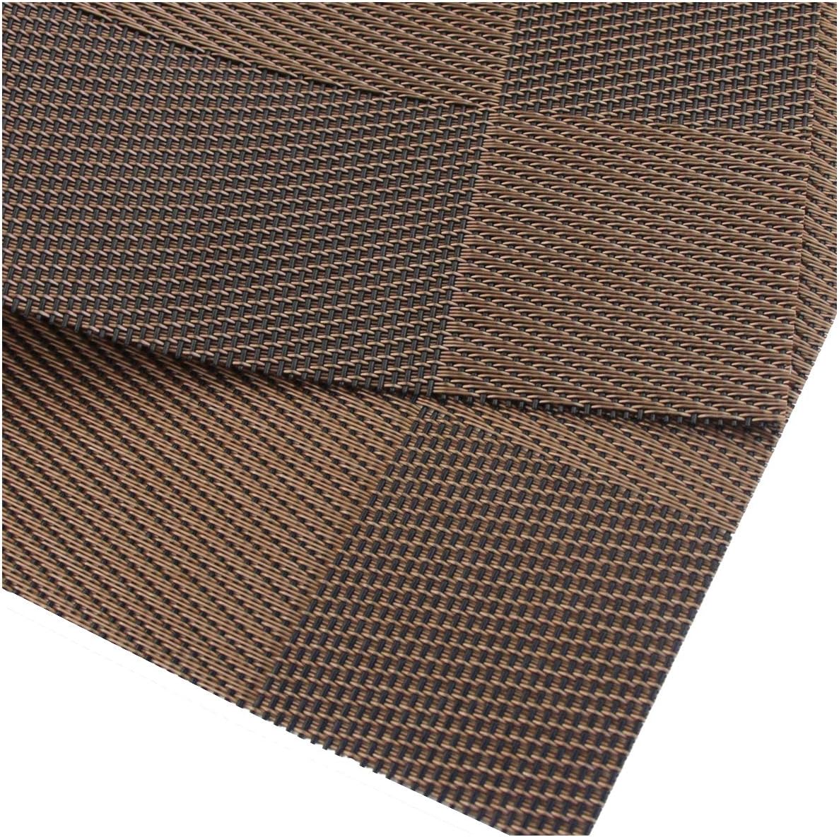 PIGCHCY Place Mats Heat-Resistant Non Slip Placemats Washable Easy to Clean Woven Vinyl Placemats for Dining Table (Set of 4, Brown)