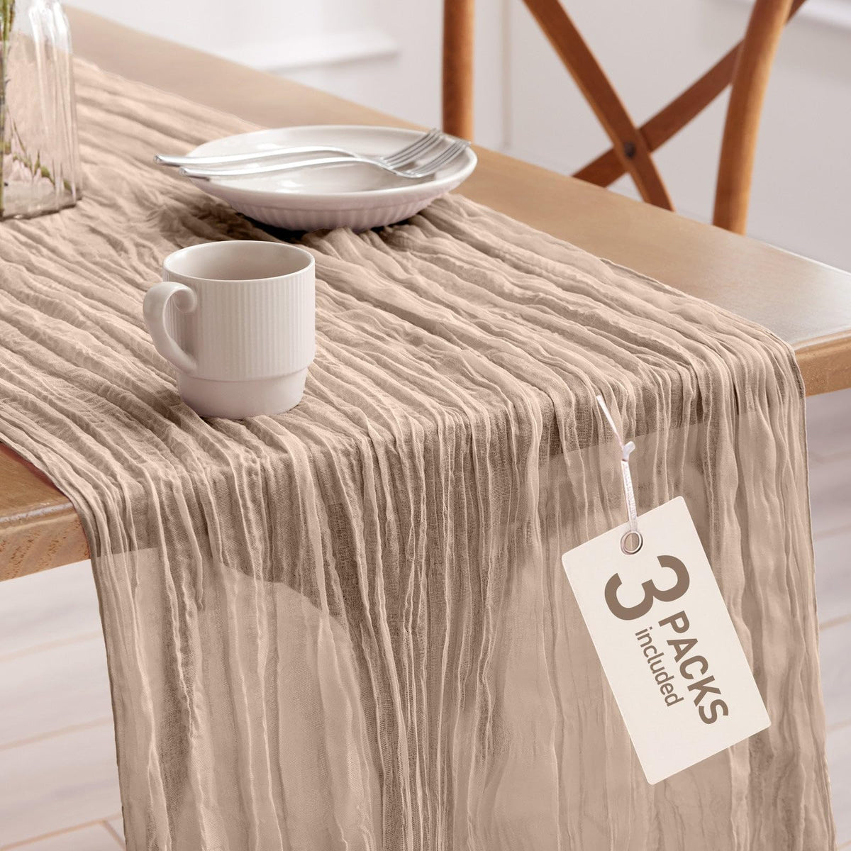 Pureegg 2 Pack Cheesecloth Table Runner 120 Inch Black