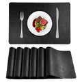 Faux Leather Placemats Set of 6, Washable Place Mats, Vinyl Placemats Wipeable Waterproof Oil-Proof Heat Resistant PU Table Mats for Dining, Kitchen, Hotel,43 * 30cm,Red