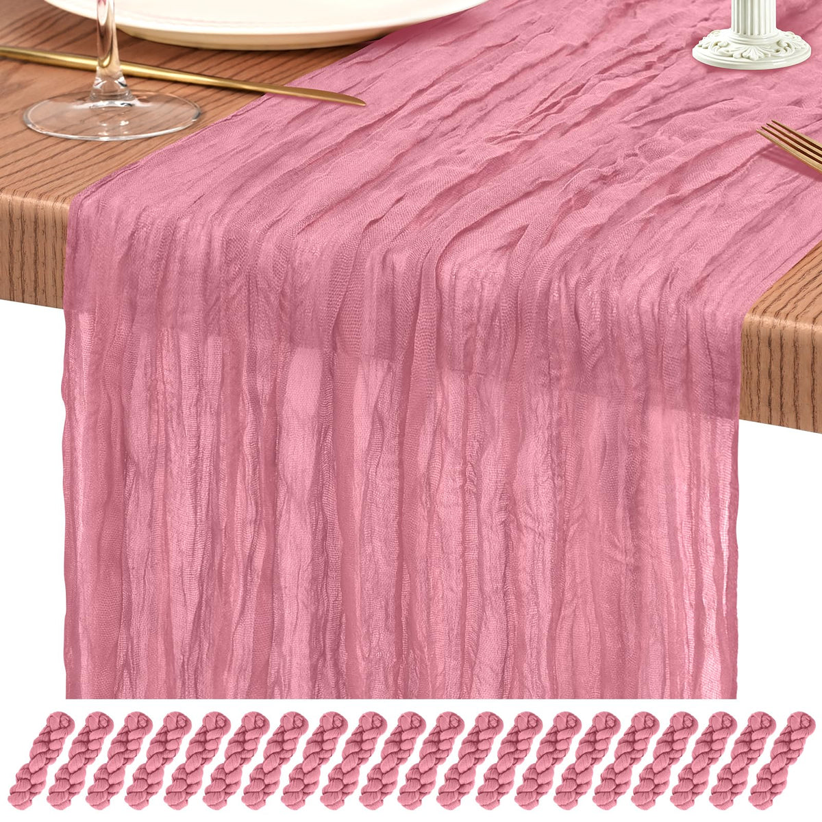 10 Pack Light Pink Cheesecloth Table Runner Wedding Birthday Table Decor
