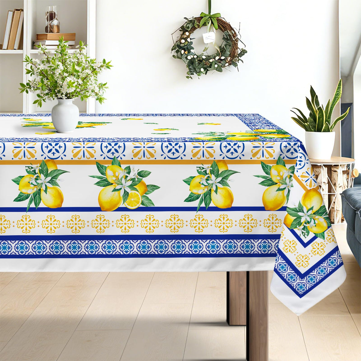 Spring Flower Leaves Washable Rectangle Table Cloth 60x84inch