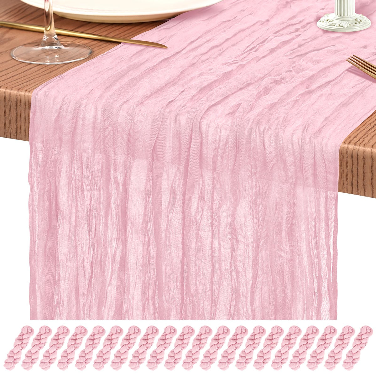 10 Pack Light Pink Cheesecloth Table Runner Wedding Birthday Table Decor