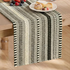 Artoid Mode Black Farmhouse Stripe Braided Table Runner 12x72 Inch