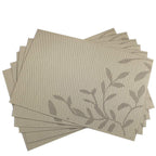 Place Mats PVC Set of 6, Table Placemats Set of 6 PVC Table Mats Natural Color (6 pcs, Red Leaves)