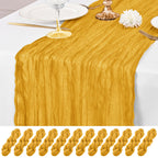12 Pack Brown Table Runner 10Ft Cheesecloth Table Runner Rustic Gauze Table Runners Romantic Long Sheer Fabric Cheese Cloth Table Runners for Wedding Party Bridal Baby Shower