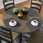 SHACOS Small Round Table Placemats Set of 5 Woven Vinyl Wedge Placemats with Centerpiece Round Table Mats Heat Resistant Wipe Clean (5, Black Gray)