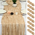 8 Pack Brown Cheesecloth Table Runner 17x108 inch Boho Gauze Cheese Cloth Table Runners for Wedding Party Baby Bridal Shower Home Decor