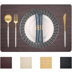 PIGCHCY Place Mats Heat-Resistant Non Slip Placemats Washable Easy to Clean Woven Vinyl Placemats for Dining Table (Set of 4, Brown)