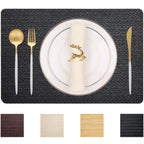 PIGCHCY Place Mats Heat-Resistant Non Slip Placemats Washable Easy to Clean Woven Vinyl Placemats for Dining Table (Set of 4, Brown)