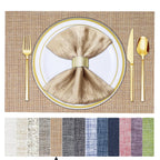 BETEAM Placemats Set of 8, Woven Vinyl Place Mats for Dining Table, Gray