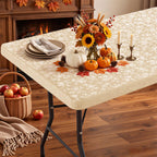 Smiry Heavy Duty Vinyl Fitted Tablecloths for 6 Foot Rectangle Tables