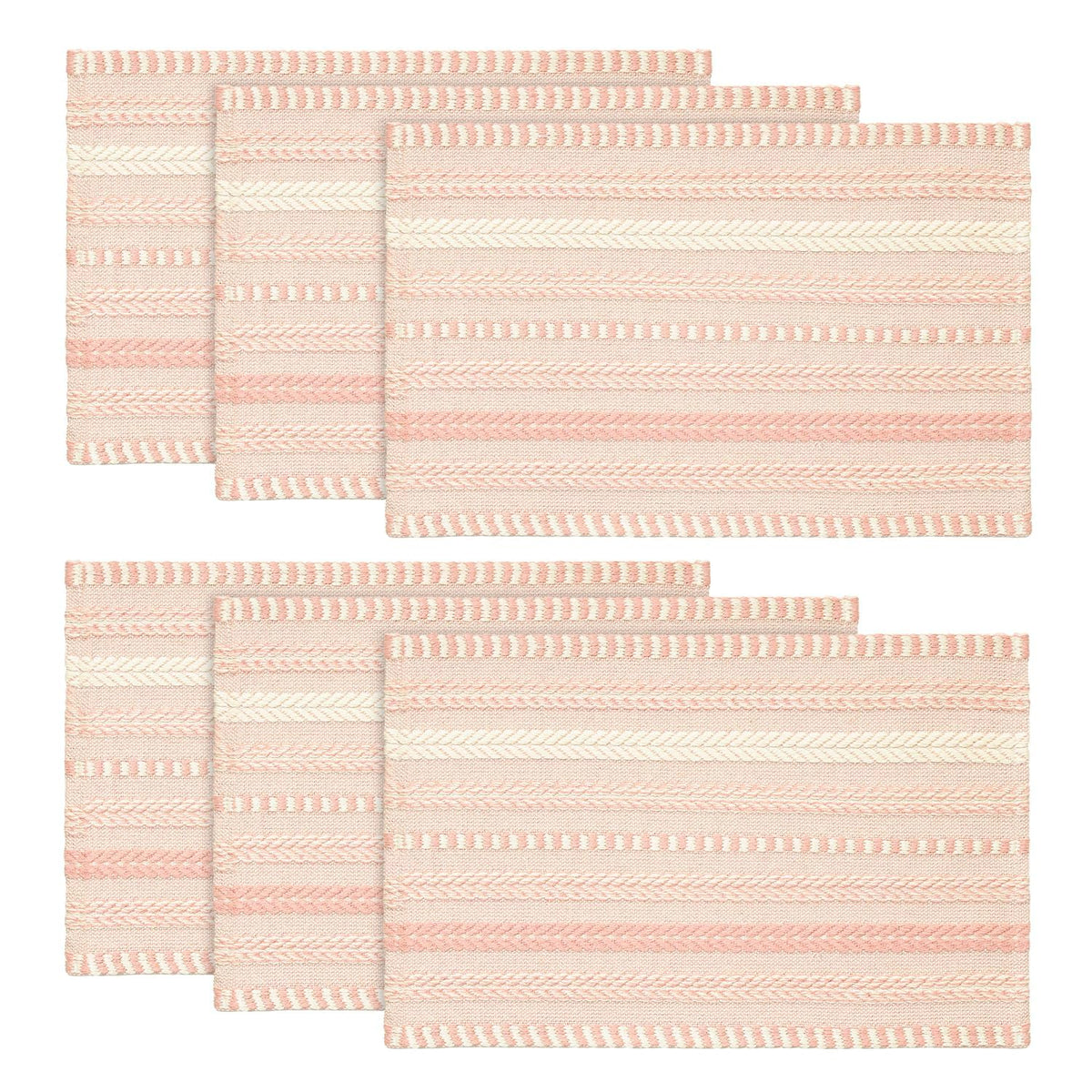 Artoid Mode Pink Woven Braided Stripe Placemats Set of 4-12x18 Inch