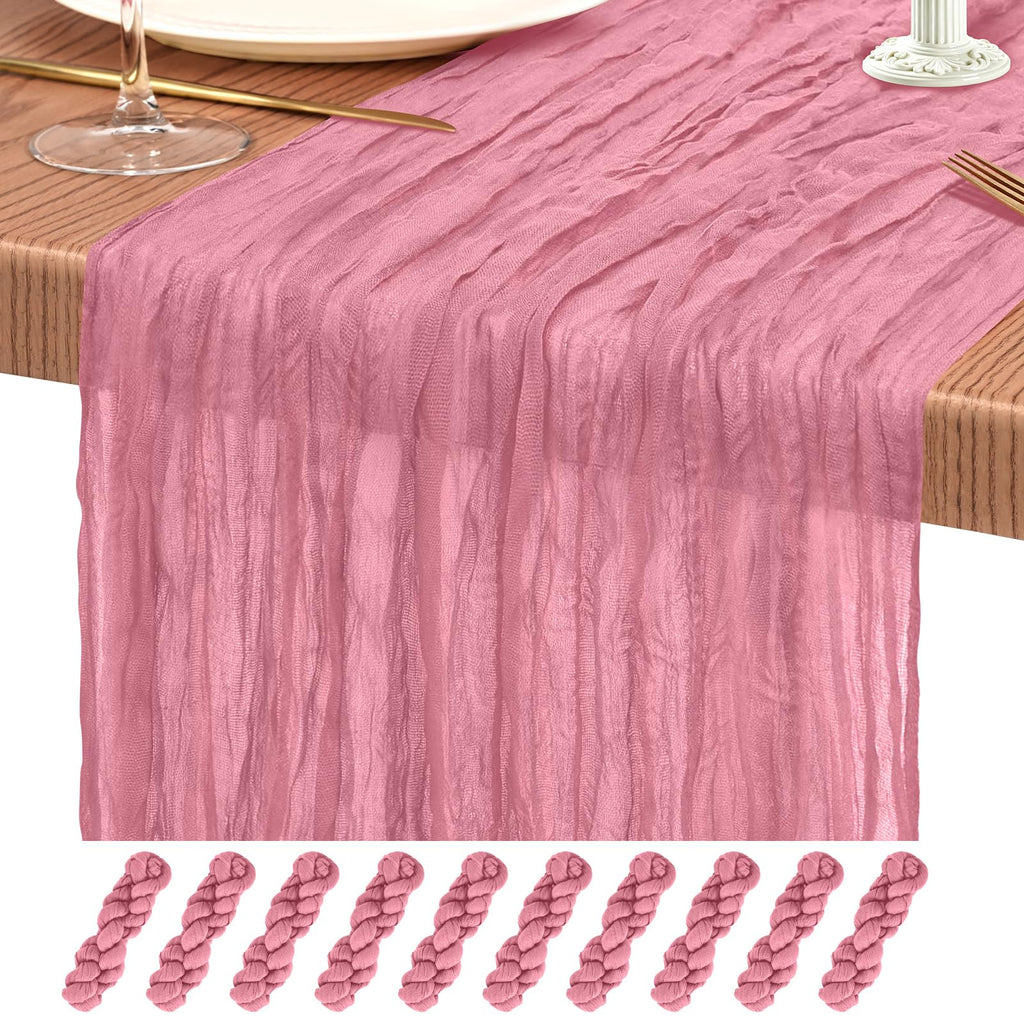 10 Pack Light Pink Cheesecloth Table Runner Wedding Birthday Table Decor