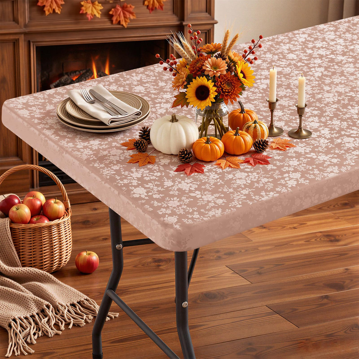 Smiry Heavy Duty Vinyl Fitted Tablecloths for 6 Foot Rectangle Tables