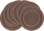 PIGCHCY Place Mats Heat-Resistant Non Slip Placemats Washable Easy to Clean Woven Vinyl Placemats for Dining Table (Set of 4, Brown)