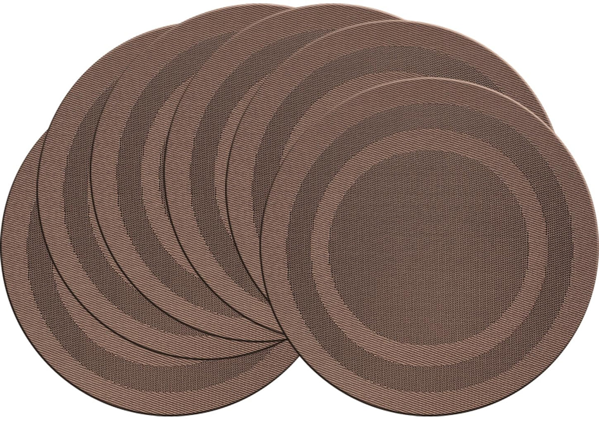PIGCHCY Place Mats Heat-Resistant Non Slip Placemats Washable Easy to Clean Woven Vinyl Placemats for Dining Table (Set of 4, Brown)