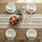 Artoid Mode Pink 3D Flower Gauze Embroidery Table Runner 120 Inch 10FT