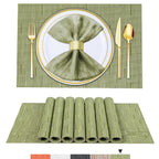 BETEAM Placemats Set of 8, Woven Vinyl Place Mats for Dining Table, Gray