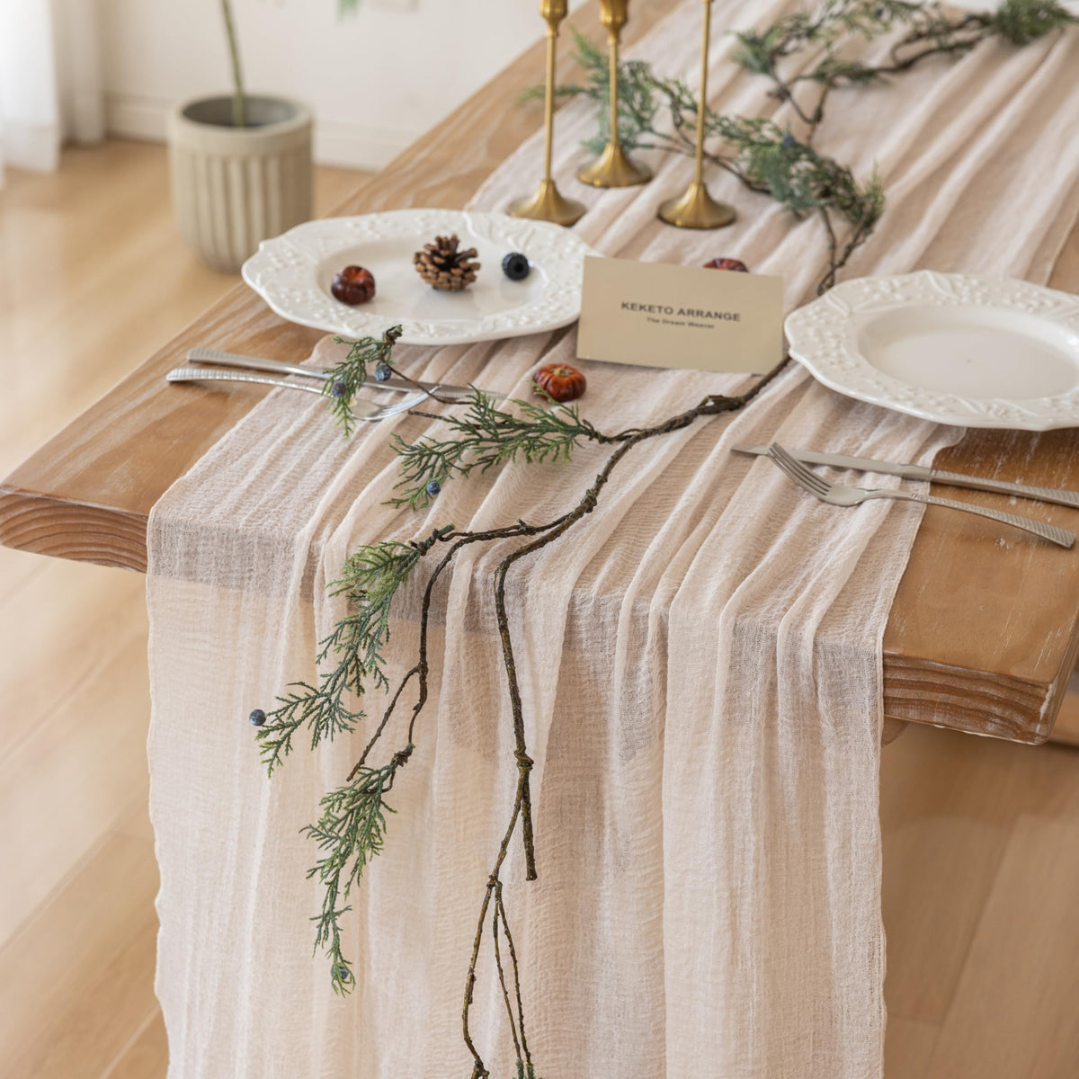 Sage Green Cheesecloth Table Runner 120 Inches Fall Party Home Decorations