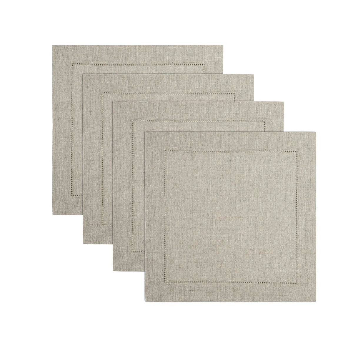 Solino Home 100% Pure Linen Placemats Green Hemstitch, 14 x 19 in, Set of 4