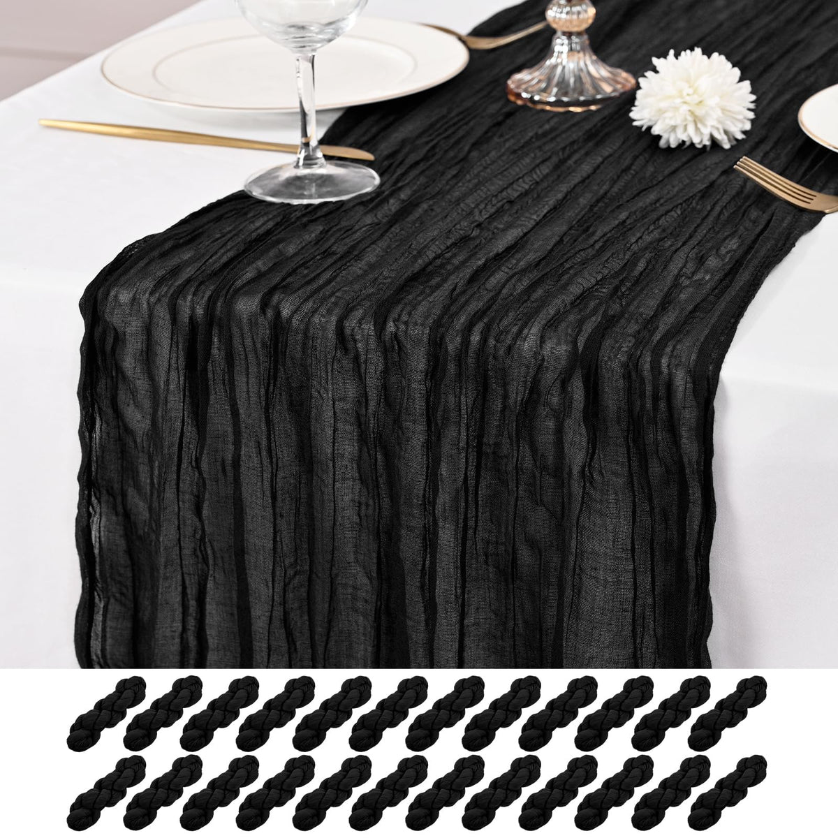 12 Pack Brown Table Runner 10Ft Cheesecloth Table Runner Rustic Gauze Table Runners Romantic Long Sheer Fabric Cheese Cloth Table Runners for Wedding Party Bridal Baby Shower