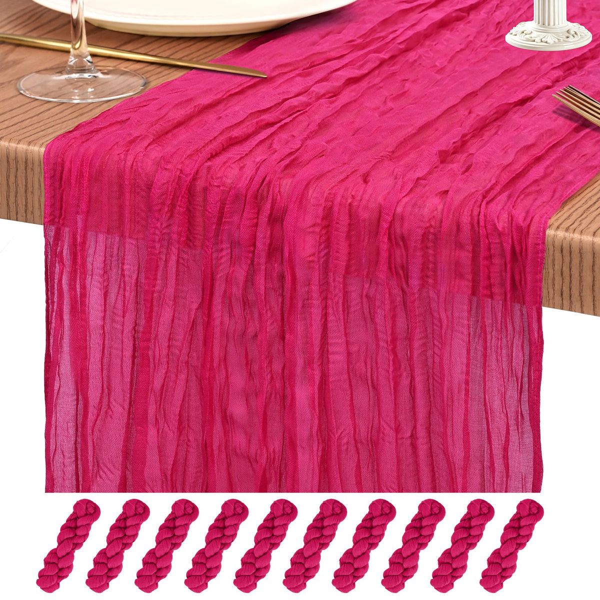 10 Pack Light Pink Cheesecloth Table Runner Wedding Birthday Table Decor